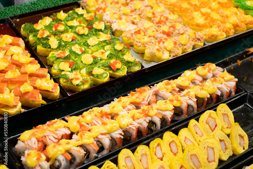 Close-Up of sushi for sale on streetfood