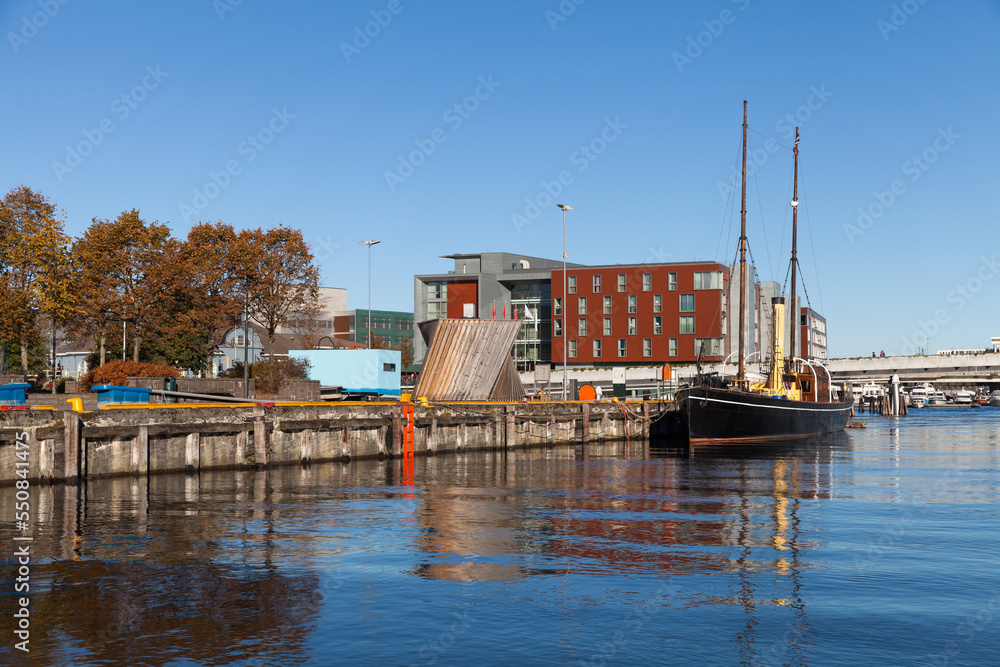 Coastal view of Trondheim on a sunny autumn day