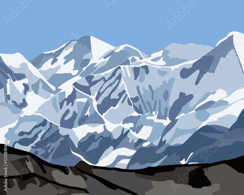 Vector isolated illustration of a beautiful mountain landscape.