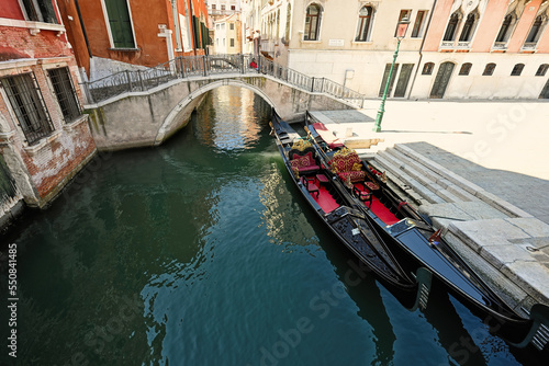 Canal with two gondolas in Venice, Italy. © AS Photo Family