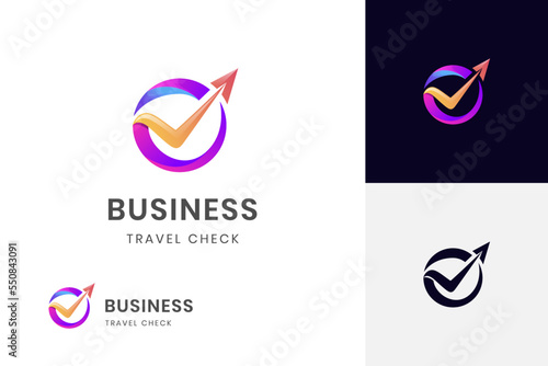 modern color agency travel check business logo. transport, logistics delivery logo design with black simple logo