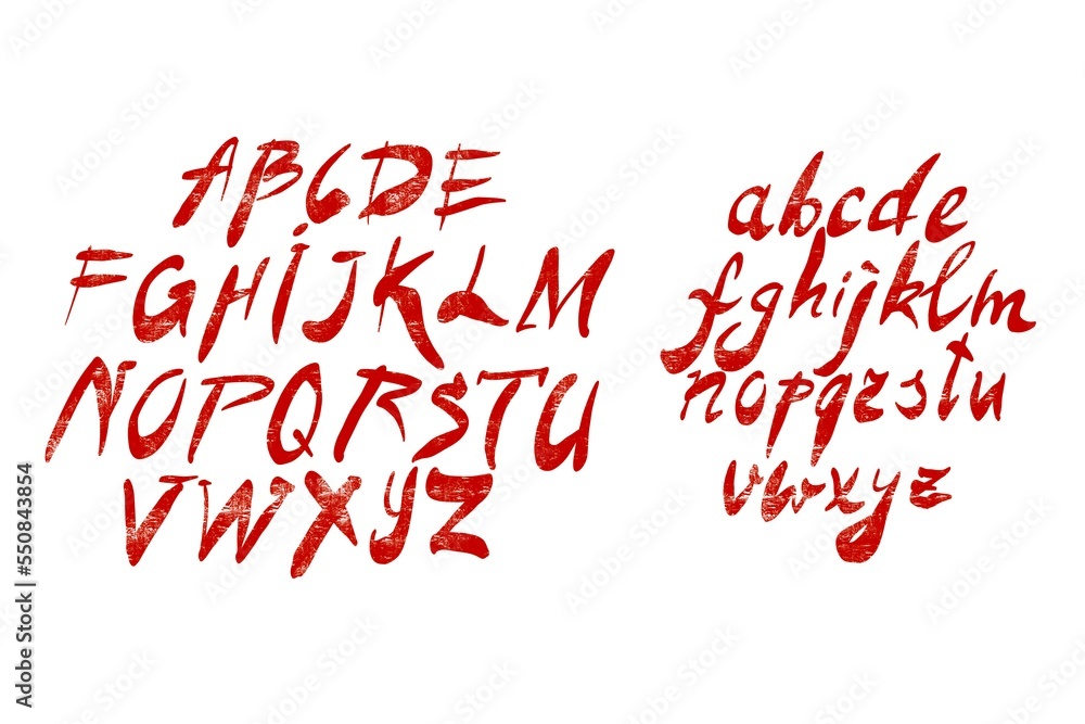 alphabet, hand drawing letters, drawing with a brush, calligraphy font