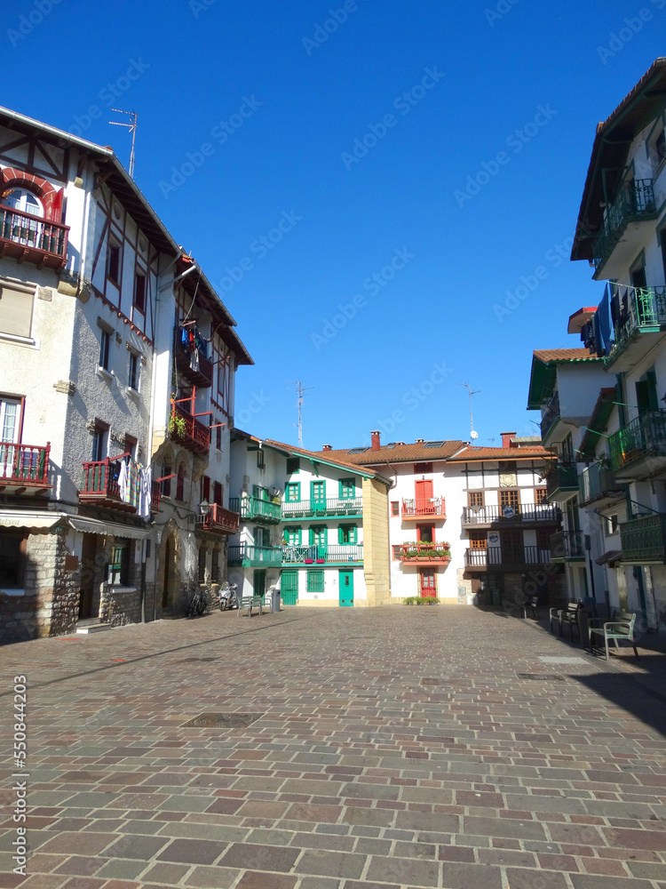 Beautiful hidden square in the town of Hondarribia Basque Country
