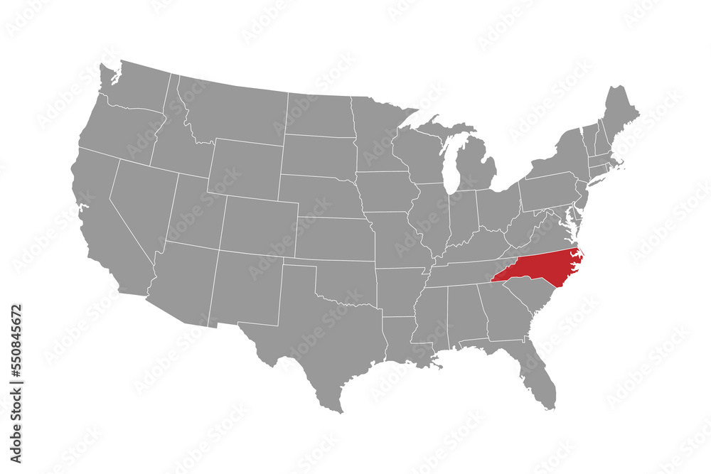 North Carolina state map. Vector illustration.
