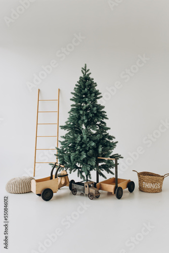 New Year's Christmas tree on a white background, Christmas tree for Christmas celebration