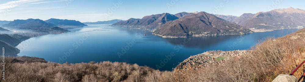 Wide angle aerial view of the Lake Maggiore Wide angle aerial view of the Lake Maggiore