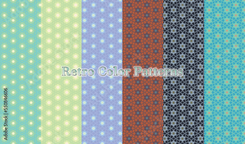 レトロな六芒星のパターン　カラフルセット　昭和レトロ　平成レトロ