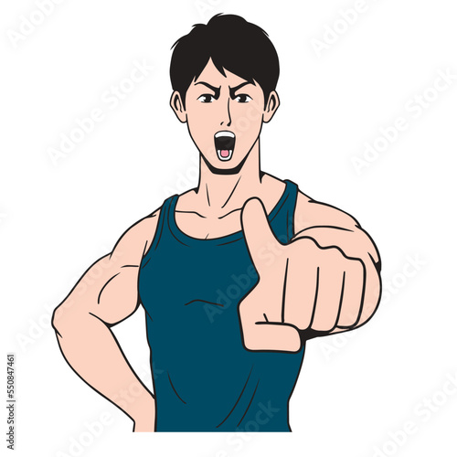 アメコミタッチのフィットネスをする日本人