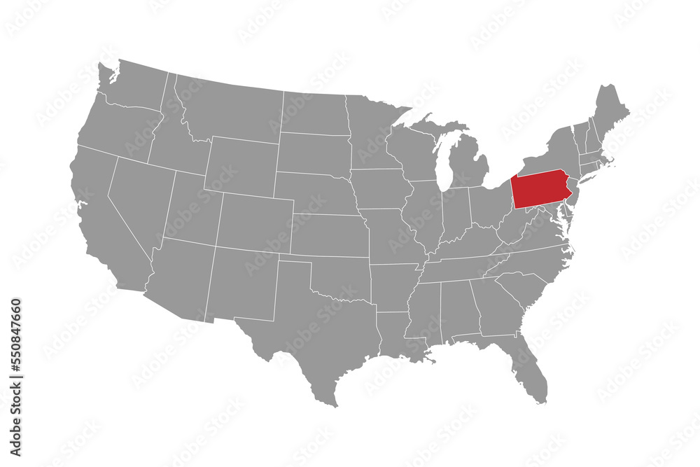 Fototapeta premium Pennsylvania state map. Vector illustration.