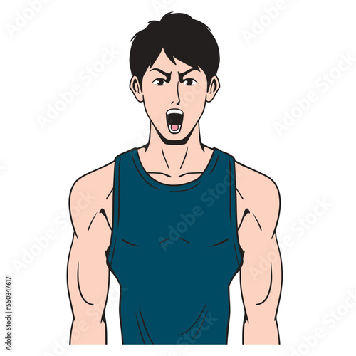 アメコミタッチのフィットネスをする日本人