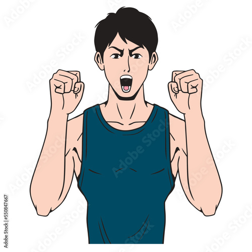 アメコミタッチのフィットネスをする日本人