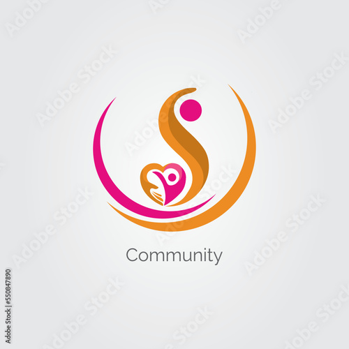 Abstract people symbol, face, togetherness and community concept design, creative hub, care, love, social connection icon, NGO logo and logo set. Vector, Illustration.