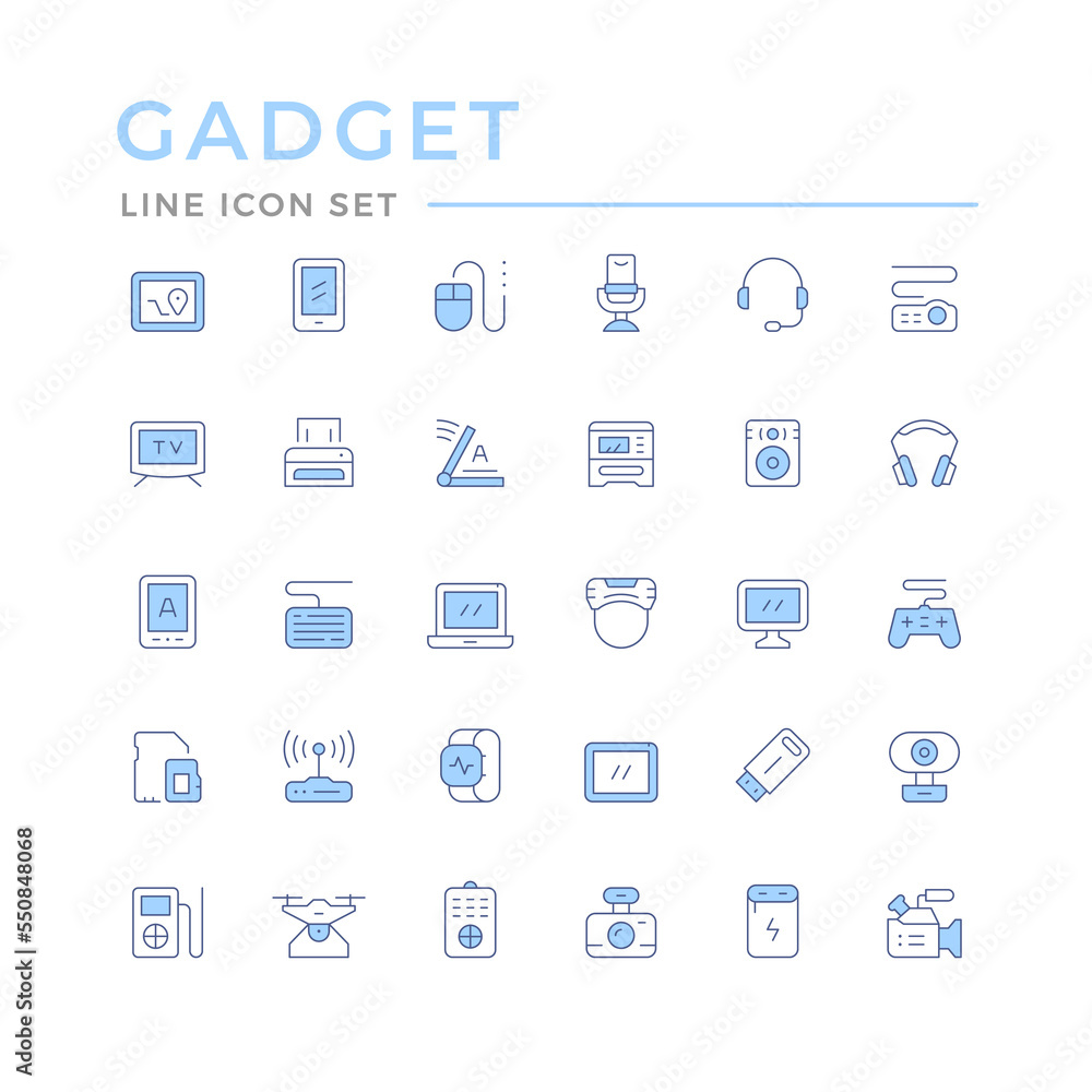 © motorama - Set color line icons of gadget