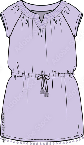 TEEN AND GIRLS WEAR WOVEN DRESSES VECTOR SKETCH