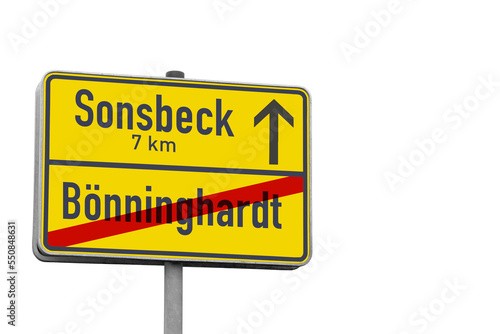 Sonsbeck, Bönninghardt, Ortsausfahrt, freigestellt als PNG, (Symbolbild) photo
