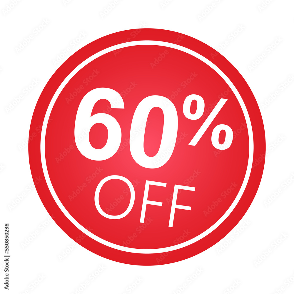 Sticker 60 percent discount off, 60% Sticker 60 percent discount off, 60%