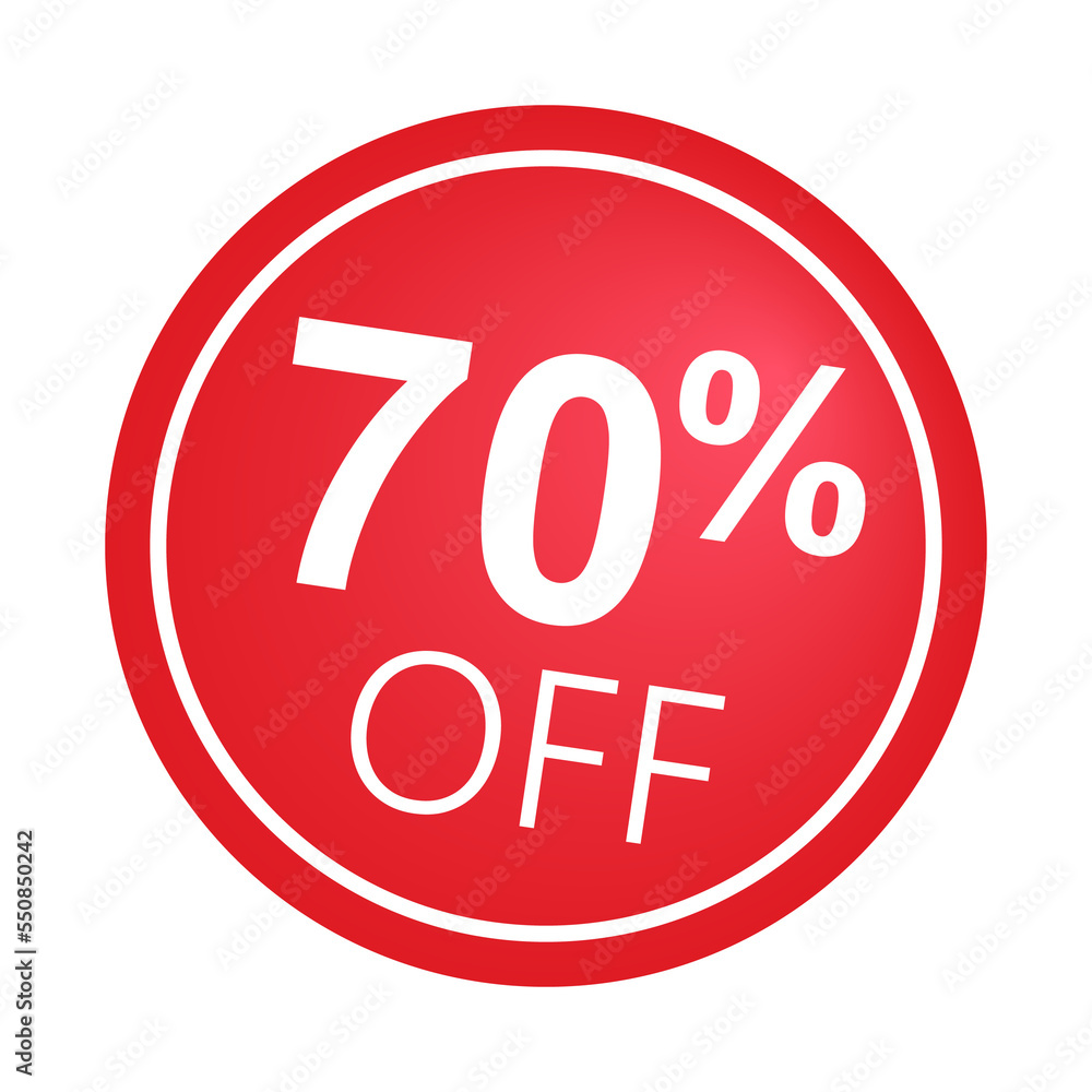 Sticker 70 percent discount off, 70% Sticker 70 percent discount off, 70%