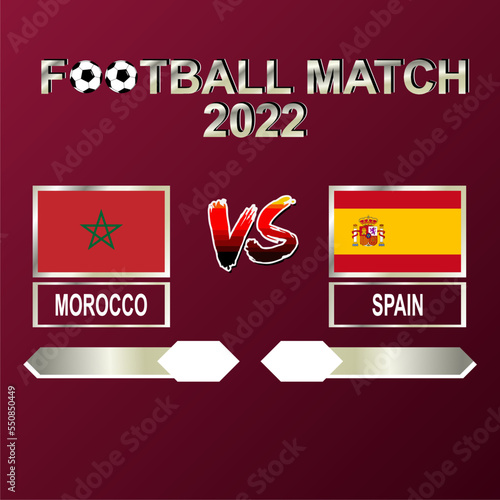 Morocco vs Spain football cup 2022 gradient red template background vector for schedule or result match