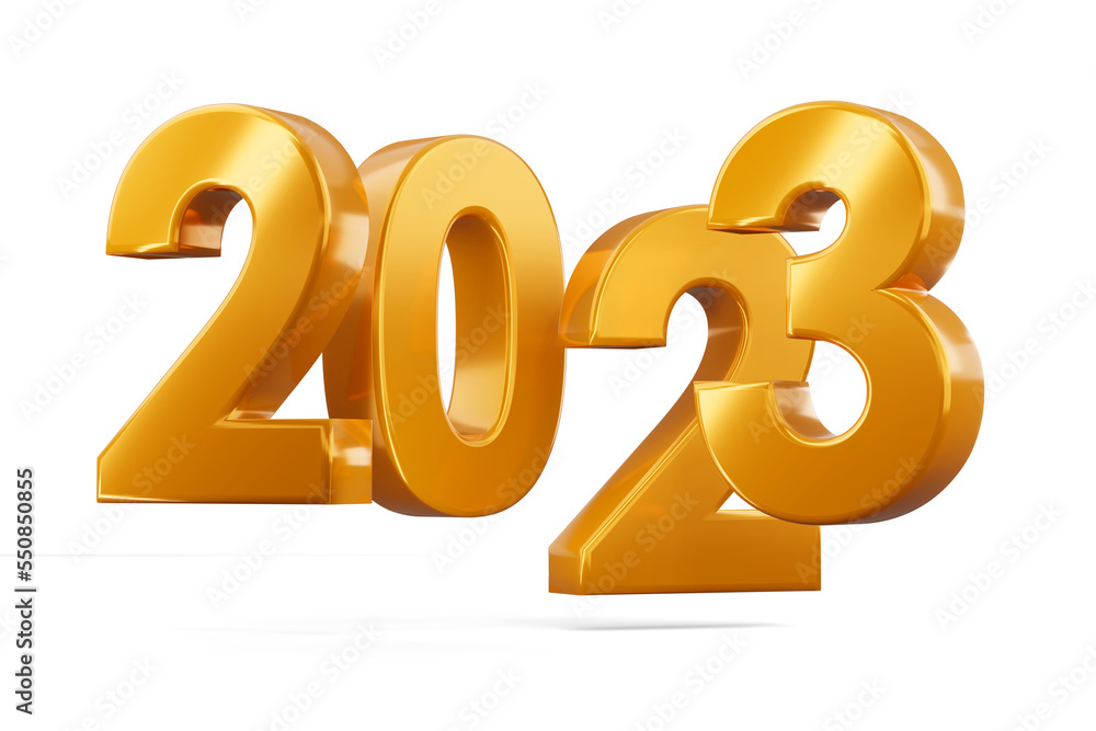 Gold 2023, happy new year two thousand twenty three, 3d rendering Gold 2023, happy new year two thousand twenty three, 3d rendering