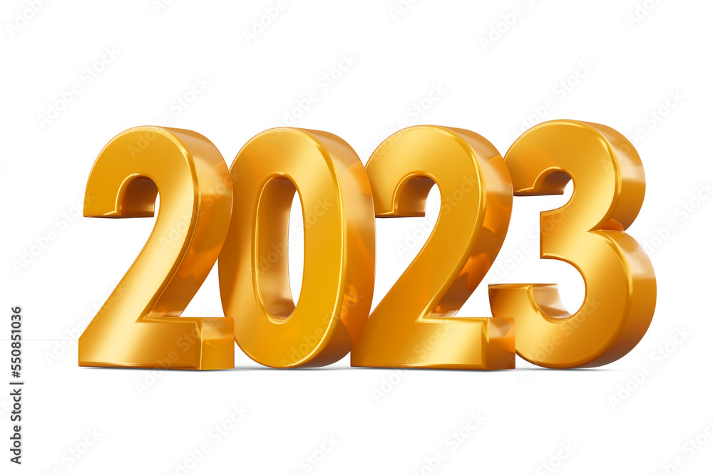 Gold 2023, happy new year two thousand twenty three, 3d rendering Gold 2023, happy new year two thousand twenty three, 3d rendering