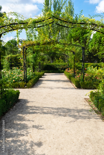 Arches in the Rosaleda park. Madrid - Spain