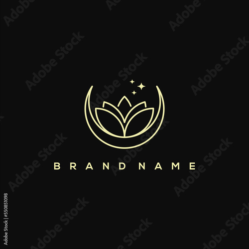 star moon and lotus logo vector