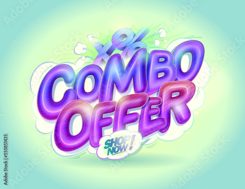 Combo offer web banner template with glossy lettering