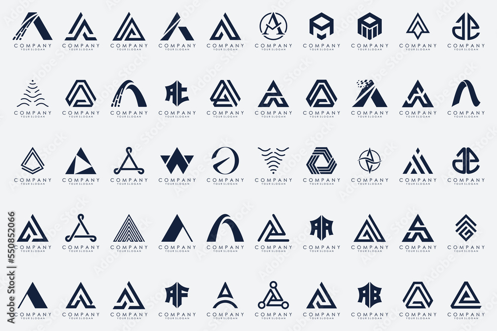 set of Letter A logo icon design template.