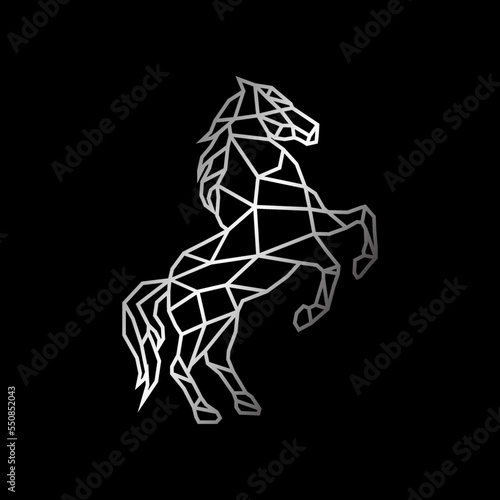 luxury and geometric horse vector logo standing