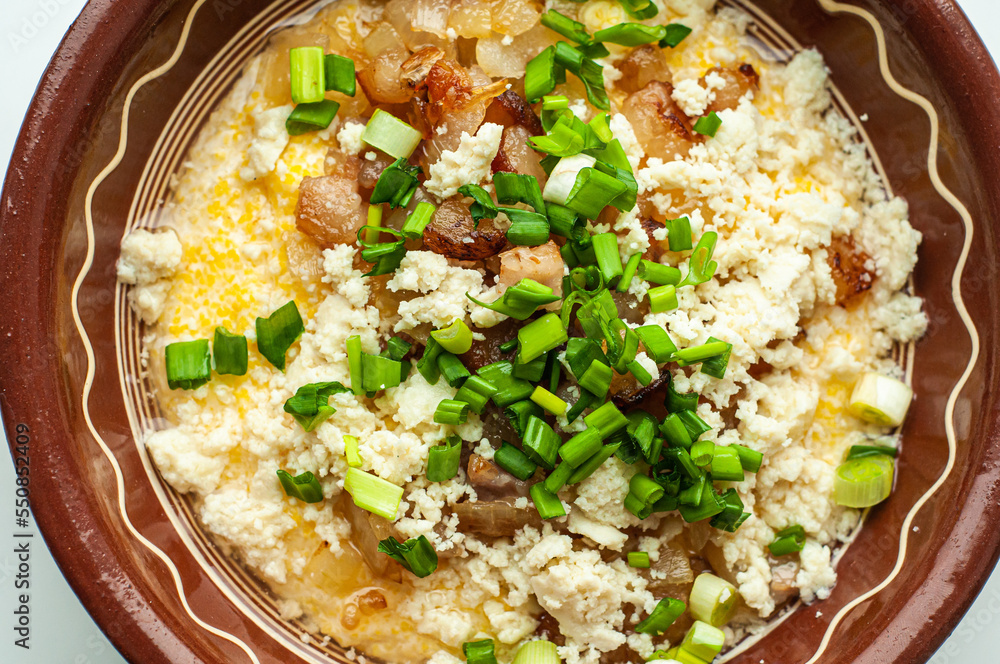 national traditional Ukrainian dish made from corn grits banosh with