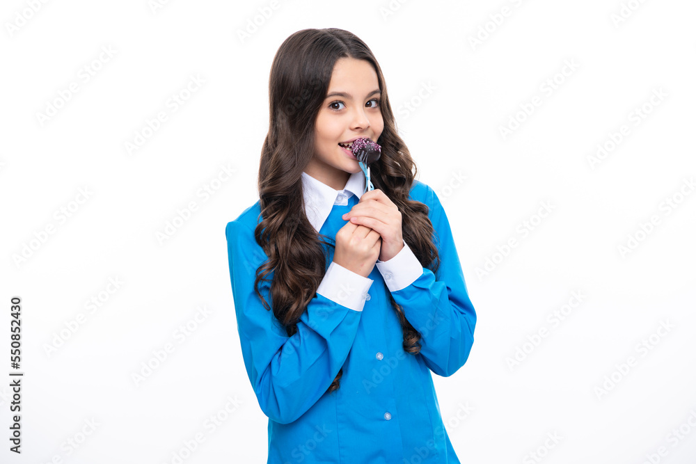 Cool teen child with lollipop over white isolated background. Sweet childhood life. Teen girl with yummy lollipop candy. Cool teen child with lollipop over white isolated background. Sweet childhood life. Teen girl with yummy lollipop candy.