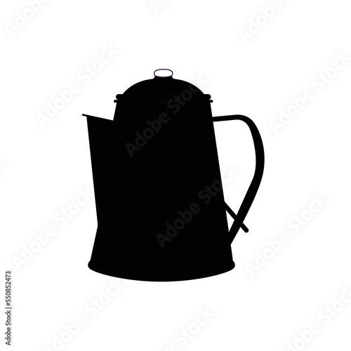 Kettle Silhouette. Black and White Icon Design Elements on Isolated White Background