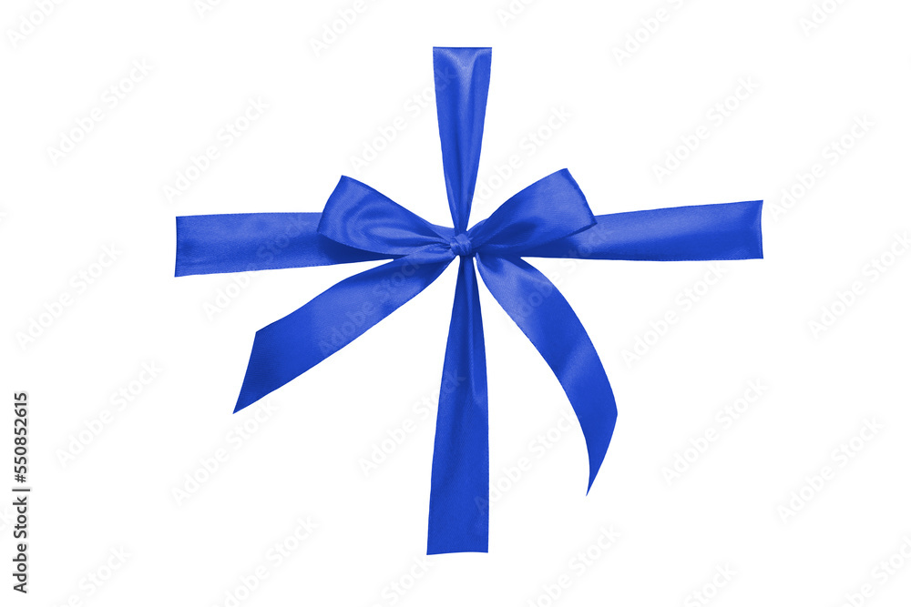 Shiny blue satin ribbon isolate on white background Shiny blue satin ribbon isolate on white background