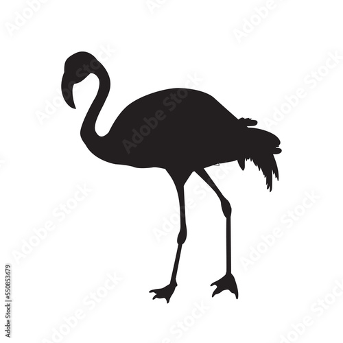 Black silhouette flamingo logo vector illustration.