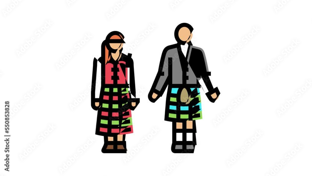 scotland national clothes color icon animation scotland national clothes color icon animation