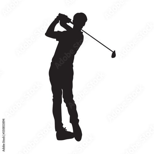 Golf male player isolated vector silhouette. 