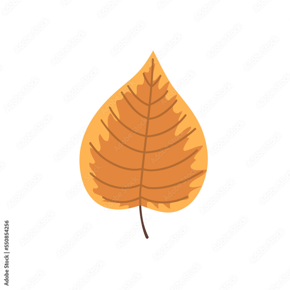 One autumn leaf. Vector flat icon illustration.