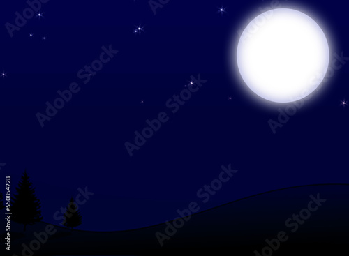 Night Sky with Moon and Stars