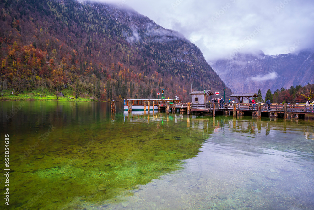 Konigssee Lake and town view in Germany