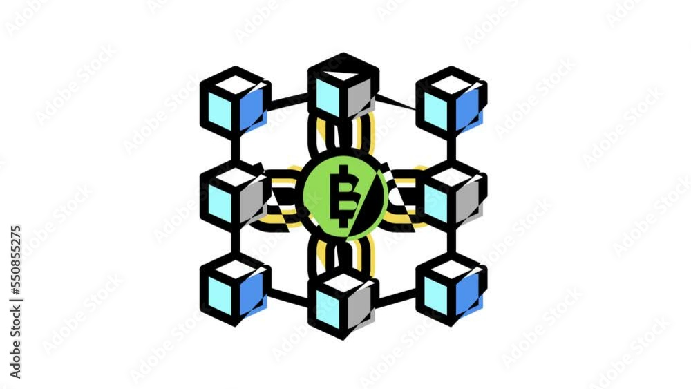 blockchain finance technology color icon animation blockchain finance technology color icon animation