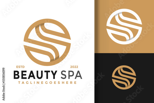 Luxury S Letter Beauty Spa Logo Design Vector Illustration Template