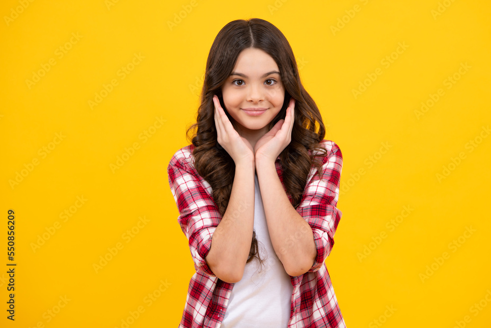 Happy teenager, positive and smiling emotions of teen girl. Beautiful teen girl student. Portrait of teenager school girl on isolated background. Clever schoolgirl, nerd smart child. Happy teenager, positive and smiling emotions of teen girl. Beautiful teen girl student. Portrait of teenager school girl on isolated background. Clever schoolgirl, nerd smart child.