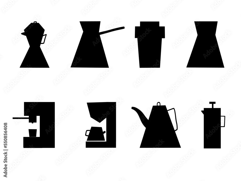 Fototapeta premium Coffee machine silhouette making coffee morning routine