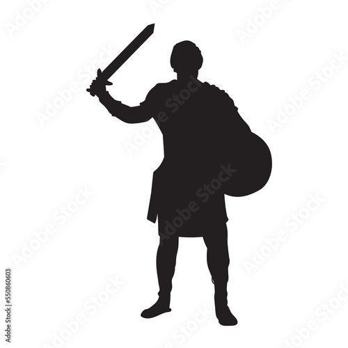 Greek soldier silhouette. Vector illustration of a Roman royal soldier.