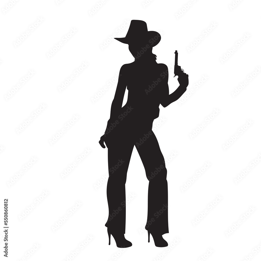 Illustration of American Cowgirl. isolated vector black silhouette. Illustration of American Cowgirl. isolated vector black silhouette.