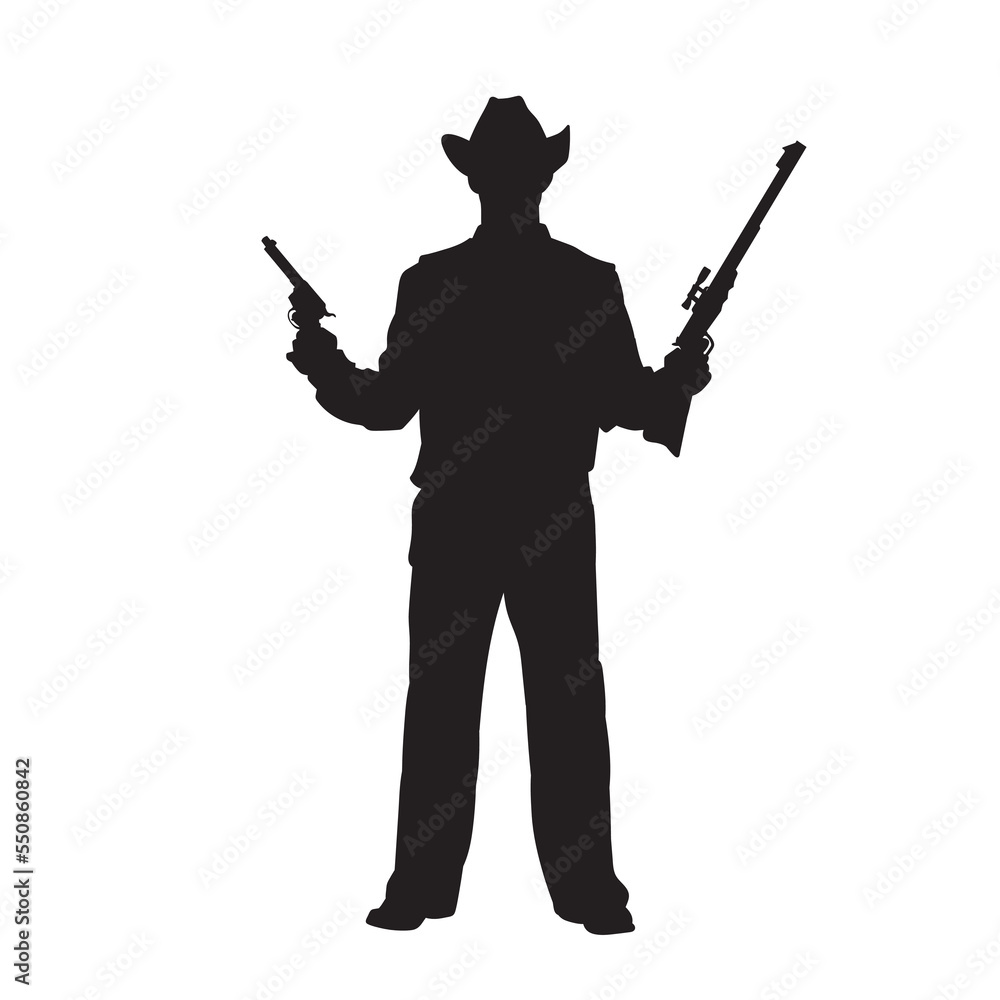 illustration of American Cowboy. isolated vector black silhouette. illustration of American Cowboy. isolated vector black silhouette.