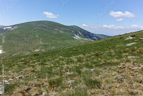 Summer view of Rila mountain near Belmeken Reservoir, Bulgaria