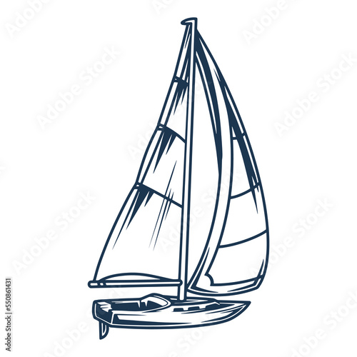 Sailing yacht detailed monochrome element