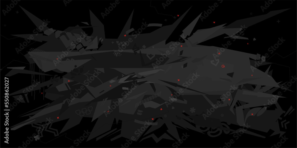 Abstract Dark Black Futuristic Mecha Gundam Cyberpunk Style Colorful Urban Street Art Graffiti Vector Illustration Template Background