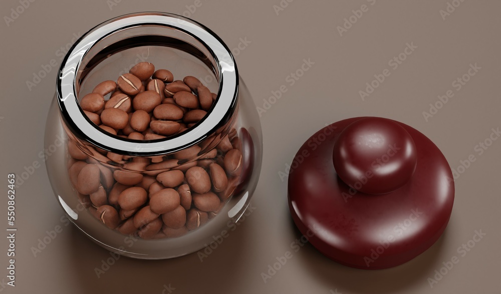 Realistic 3D Render of Coffee in Jar